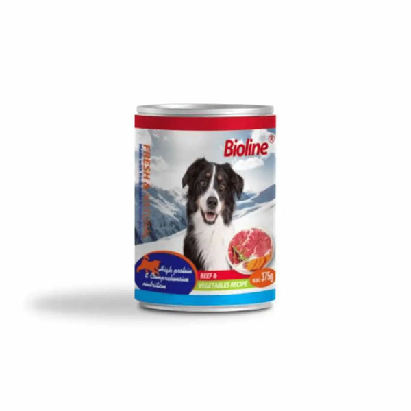 Bioline Adult Dog Wet Food Beef and Vegetable 375 g Canned