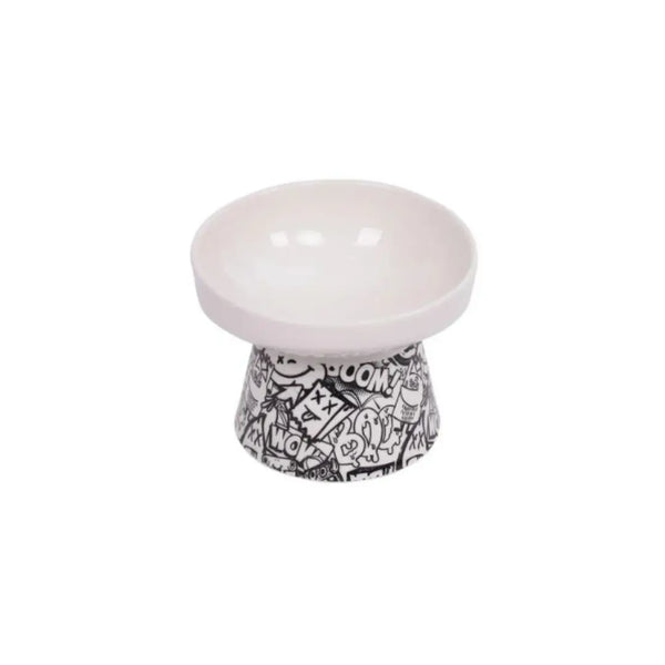 M-PET URBANSTYLE TILT'DRAISED CERAMIC BOWL BLACK & WHITE S