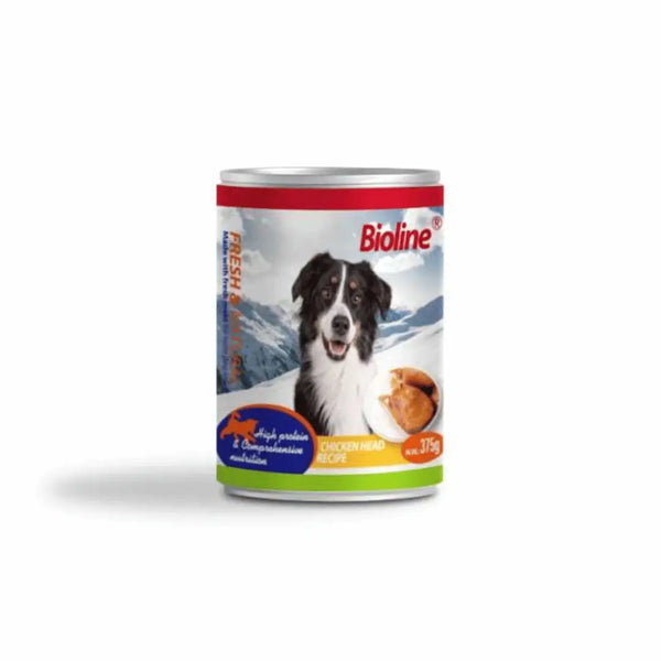 Bioline Adult Dog Wet Food Chicken Head 375 g Canned