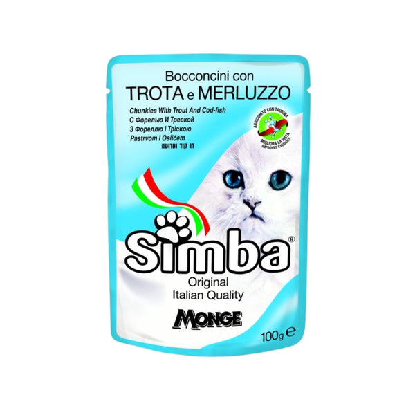 SIMBA POUCH WITH TROUT AND COD CAT 100 GRAM