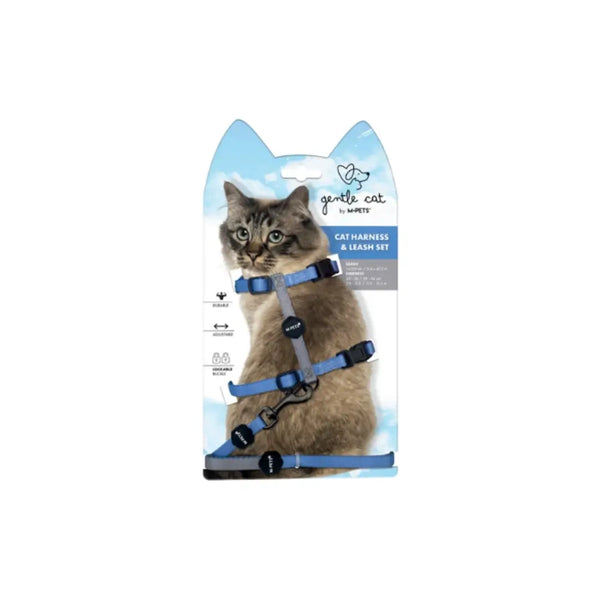 M-PET GENTLE CAT HARNESS LEASH SET AZURE BLUE