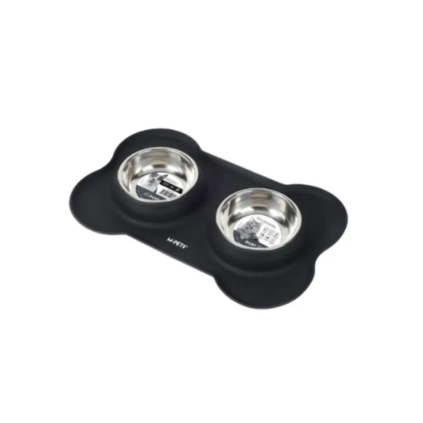 M-PET DUET STAINLESS STEEL BOWLS 
WITH SILICONE MAT 400ML X 2 -