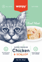 Wanpy Adult Cat Real Meat Chicken & Scallop 85 g Pouch