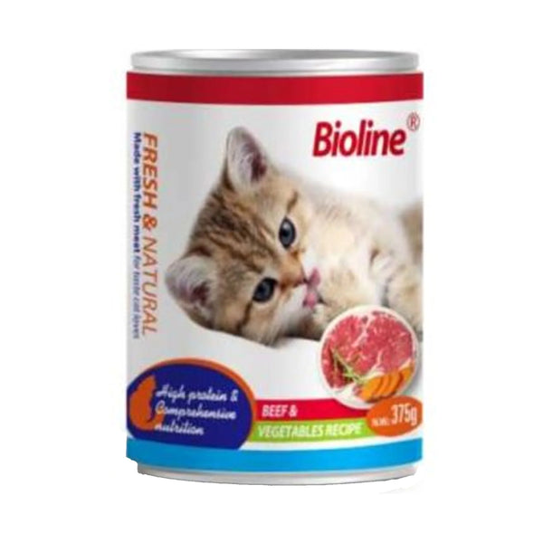 Bioline Adult Cat Wet Food Beef 375 g Canned