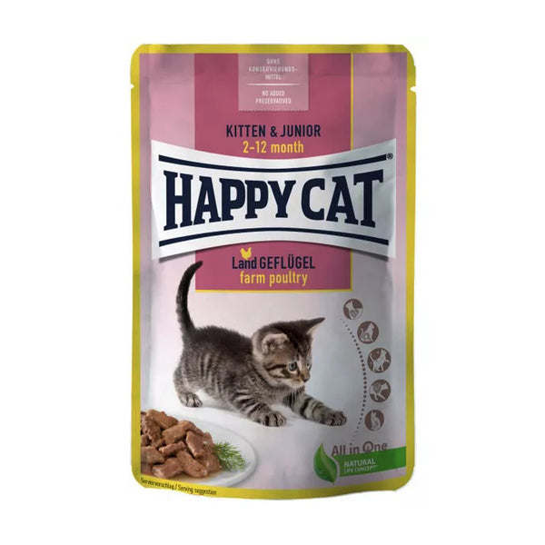 Happy Cat Kitten MIS Kitten & Junior Farm Poultry 85 g Pouch