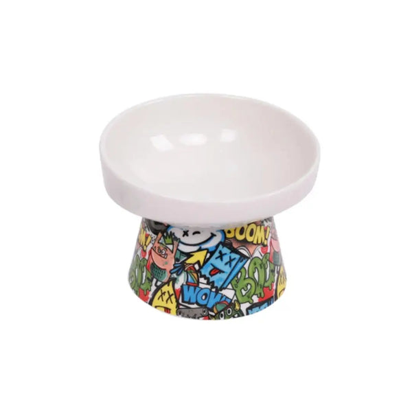 M-PET URBANSTYLE TILT'DRAISED CERAMIC BOWL BLACK & WHITE M