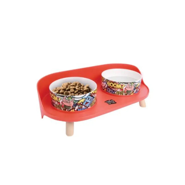 M-PET ALTITUDE URBAN STYLE DOUBLE RAISED PET BOWL RED