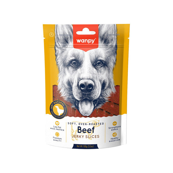 Wanpy Adult Dog Soft Beef Jerky Slices 100g Pouch