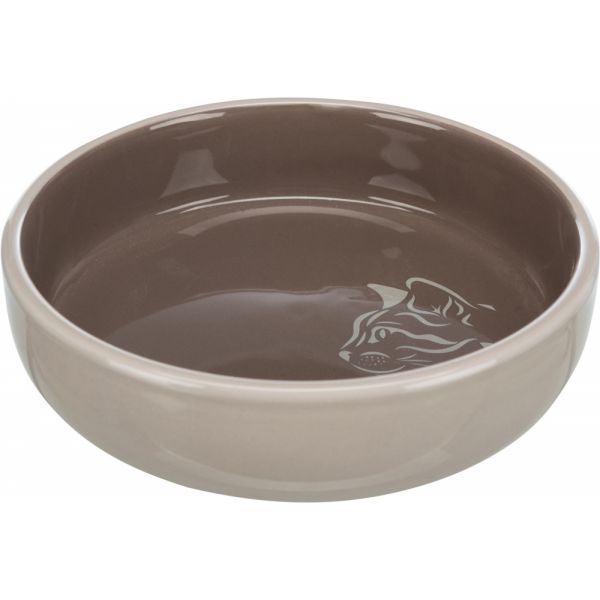 Trixie Cat White Flat Ceramic Bowl with Printed Cat 0.30 Litre - 15 cm