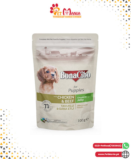 Bonacibo Puppy Chicken & Beef - Chunks In Jelly 100 g Pouch