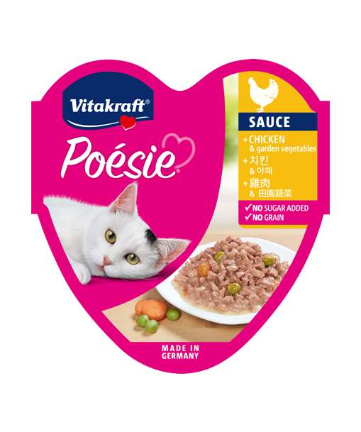 Vitakraft Adult Cat Poesie Chicken & Garden Veg in Sauce 85g Tray