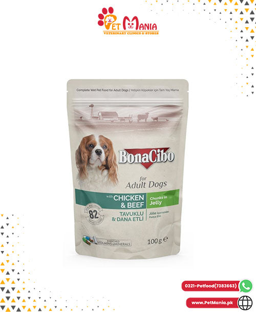 Bonacibo Adult Dog Chicken & Beef - Chunks In Jelly 100 g Pouch