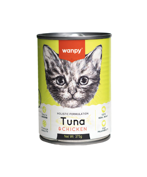 Wanpy Holistic formulation Cat Can for Kitten Tuna+Chicken 375g